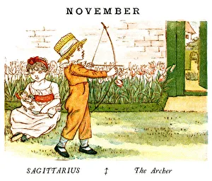 <b class=qtipBold><figcaption>November - Kate Greenaway, 1884</figcaption></b><br>From the Kate Greenaway Almanack for 1884, an illustration for the month of November (but why it shows tulips is a mystery!). The Almanack for 1884 by Kate Greenaway was published by George Routledge & Sons of London and New York.<br><em>© Linda Steward</em> November - Kate Greenaway, 1884