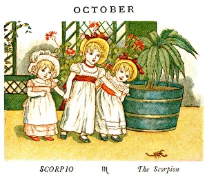 <b class=qtipBold><figcaption>October - Kate Greenaway, 1884</figcaption></b><br>From the Kate Greenaway Almanack for 1884, an illustration for the month of October. The Almanack for 1884 by Kate Greenaway was published by George Routledge & Sons of London and New York.<br><em>© Linda Steward</em> October - Kate Greenaway, 1884