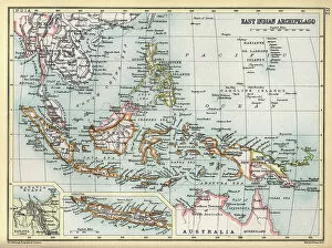 Maps Collection: Old Antique map East indian Archipelago, Indonesia, Siam, Java, Batavia, Philippines