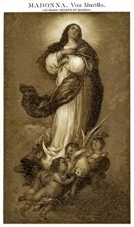 World Religion Collection: Old chromolithograph illustration of Madonna by Bartolome Esteban Murillo