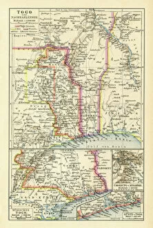 Maps Collection: Old chromolithograph map of Togo, country in West Africa