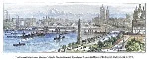 Old engraved illustration of general view of London from the Savoy Hotel Old engraved illustration of general view of London from the Savoy Hotel