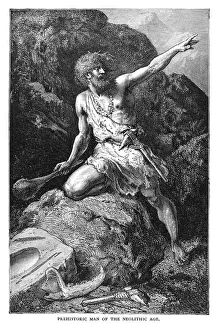 Old engraved illustration of Prehistoric man of the Neolithic Age Old engraved illustration of Prehistoric man of the Neolithic Age