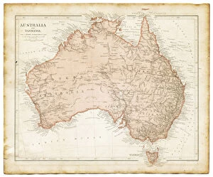 Stained Gallery: Old map of Australia 1899