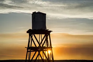 Old wooden water tower at La Delta during Drought Spotlight number 3, Route 66 Old wooden water tower at La Delta during Drought Spotlight number 3, Route 66