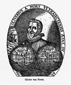 Oliver Van Noort Dutch Navigator, Victorian Illustration, 1558-1622 Oliver Van Noort Dutch Navigator, Victorian Illustration, 1558-1622