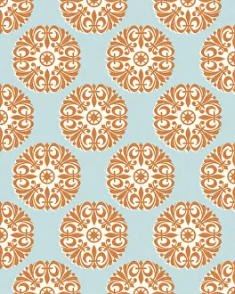 Orange Fleur De Lis Pattern on Blue Background Orange Fleur De Lis Pattern on Blue Background