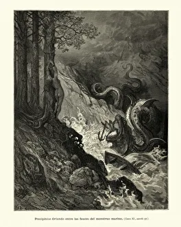 Orlando rushed into the jaws of the sea monster Orlando rushed into the jaws of the sea monster