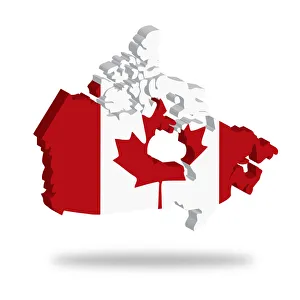 Outline and flag of Canada, 3D, hovering Outline and flag of Canada, 3D, hovering