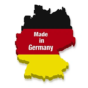 Outline and flag of Germany, 3D, marked Made in Germany Outline and flag of Germany, 3D, marked Made in Germany