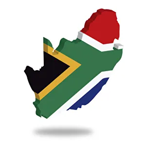 Outline and flag of South Africa, 3D, hovering Outline and flag of South Africa, 3D, hovering