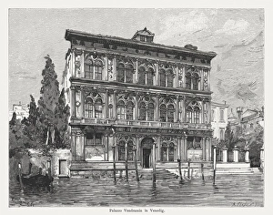 Palazzo Vendramin-Calergi, built 1481-1509, Venice, Italy, wood engraving, published 1884 Palazzo Vendramin-Calergi, built 1481-1509, Venice, Italy, wood engraving, published 1884