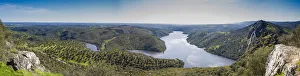 Panorama of the dammed Rio Tajo in Monfraguee National Parks, UNESCO biosphere reserve, Extremadura, Spain Panorama of the dammed Rio Tajo in Monfraguee National Parks, UNESCO biosphere reserve, Extremadura, Spain