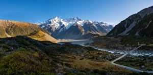 Panorama of Mueller glacier in The Hooker valley, Aoraki/Mount Cook National Park Panorama of Mueller glacier in The Hooker valley, Aoraki/Mount Cook National Park