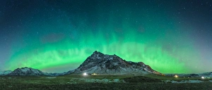 Panorama view of an aurora arch in south Iceland Panorama view of an aurora arch in south Iceland