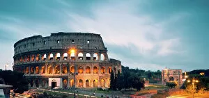 Images Dated 6th May 2017: Panoramic of the Colosseum at night
