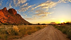 A Panoramic Sunset Landscape Photo of Spitzkoppe in Namibia, Erongo, Namibia