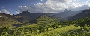 Panoramic view of the Amphitheatre range in the Drakensberg mountains, Drakensberg uKhahlamba National Park, Kwazulu-Natal-South Africa Panoramic view of the Amphitheatre range in the Drakensberg mountains, Drakensberg uKhahlamba National Park, Kwazulu-Natal-South Africa