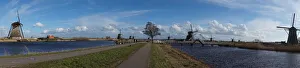 Panoramic view on Kinderdijk, the Netherlands Panoramic view on Kinderdijk, the Netherlands