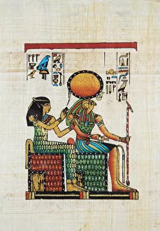 Images Dated 3rd October 2014: Papyrus Depicting Amunet and Re-Horakhty