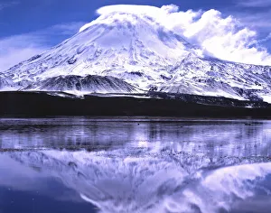 Parinacota volcano with reflections in the lake Lago Chungara, Lauca National Park, Antofagasta, Chile Parinacota volcano with reflections in the lake Lago Chungara, Lauca National Park, Antofagasta, Chile
