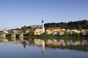 Passau, view over the Inn River towards Innstadt with the Church of St Passau, view over the Inn River towards Innstadt with the Church of St