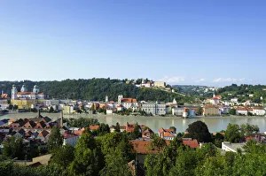 Passau, view over the Inn River with St. Stephens Cathedral, Church of St Passau, view over the Inn River with St. Stephens Cathedral, Church of St