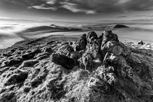 Peak District, black and white rocky landscape. UK Peak District, black and white rocky landscape. UK