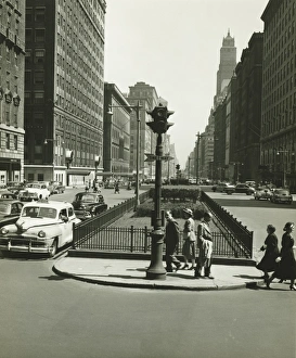 People crossing Park Avenue, New York City, (B&W) People crossing Park Avenue, New York City, (B&W)