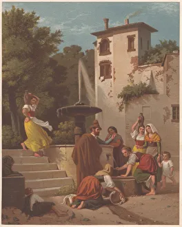 people at a fountain in Italy, by Ludwig des Coudres people at a fountain in Italy, by Ludwig des Coudres