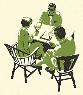 Salesmen Gallery: Three People Sitting at a Desk