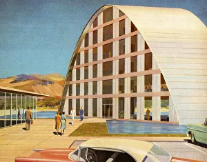 People Walking into Modern Building People Walking into Modern Building