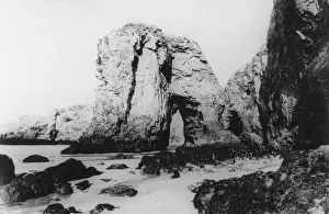 <b class=qtipBold><figcaption>Perranporth Rocks</figcaption></b><br>A sea arch in a stack at Perranporth Rocks, Cornwall, circa 1900. (Photo by Hulton Archive/Getty Images)<br><em>© 2011 Getty Images</em> Perranporth Rocks