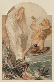 Images Dated 31st May 2017: Perseus freeing Andromeda, Greek Mythology, lithograph, published in 1897