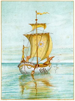 <b class=qtipBold><figcaption>Perseus at Sea</figcaption></b><br>'Vintage engraving from 1883 showing a scene from the story of Perseus the legendary founder of Mycenae and of the Perseid dynasty there, was the first of the mythic heroes of Greek mythology.'<br><em>© duncan1890</em> Perseus at Sea
