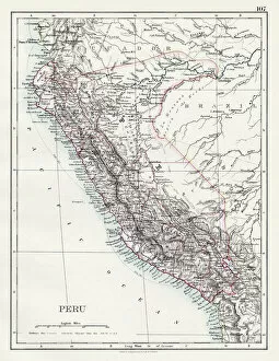 South America Collection: Peru map 1897