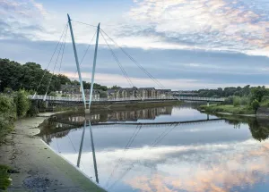 Prints of The Millenium bridge spanning the tidal River Lune in Lancaster Lancaster Prints: Lancaster Millennium Bridge Print - River Lune