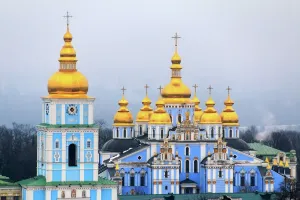Prints of St. Michaels Golden-Domed Monastery is a functioning monastery in Kiev, the capital of Ukraine. Originally built in the Middle Ages, the monastery comprises the Cathedral itself, the Refectory of St Ukraine Prints: St. Michaels Golden-Domed Monastery Print, Kiev, Ukraine