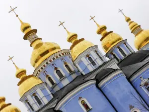 Prints of St. Michaels Golden-Domed Monastery is a functioning monastery in Kiev, the capital of Ukraine. Originally built in the Middle Ages, the monastery comprises the Cathedral itself, the Refectory of St Ukraine Prints: St. Michaels Golden-Domed Monastery Print, Kiev Ukraine
