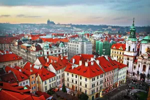 Prints of Rooftop view Prague Castle Czech Republic sunset Czech Republic Prints: Prague Castle Rooftop Print