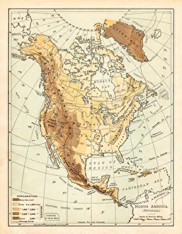 Maps Gallery: Physical map of North America 1895