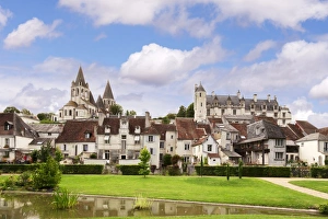 The picturesque town of Loches on the banks of the Indre River, Loire Valley, France The picturesque town of Loches on the banks of the Indre River, Loire Valley, France