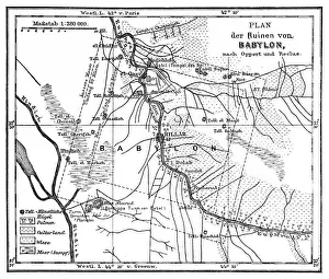 Plan of the ruins of Babylon according to Oppert and Reclus Plan of the ruins of Babylon according to Oppert and Reclus