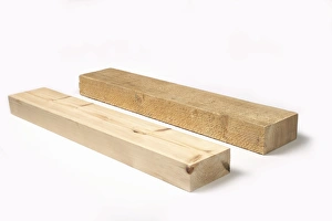 One planed timber and one rough-sawn timber One planed timber and one rough-sawn timber