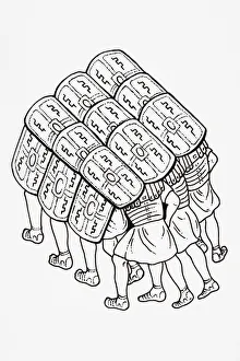 Platoon Gallery: Platoon of Soldiers formed into a testudo (tortoise), used as protection, head