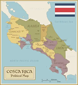 Political Map of Costa Rica with Flag Political Map of Costa Rica with Flag