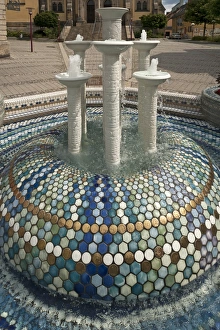 Porcelain fountain, Selb, Upper Franconia, Bavaria, Germany Porcelain fountain, Selb, Upper Franconia, Bavaria, Germany