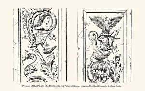 PORTIONS OF THE PILASTER OF A DOORWAY IN THE PALACE AT GENOA PORTIONS OF THE PILASTER OF A DOORWAY IN THE PALACE AT GENOA
