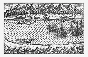 Porto Deseado Historical Map by Van Noort, Circa 1598 Porto Deseado Historical Map by Van Noort, Circa 1598