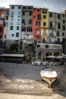 Portovenere marina old colourful houses and boat Portovenere marina old colourful houses and boat